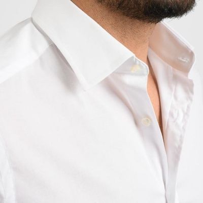 Camicia uomo tinta unita in popeline stretch